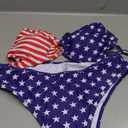 Tainehs Women's Two Piece Bikini Sets O Ring Front Top Ditsy Floral Triangle Swimsuits Cheeky Bathing Suit (Medium, American Flag)