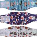 wegreeco Washable Male Dog Belly Band (Stylish Pattern)- Pack of 3 - Washable Male Dog Belly Wrap, Dog Diapers Male (Lovely Dogs, Large) (Large (18" to 21"))
