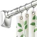 Shower Curtain Rod (2747 Inch) Spring Loaded curtain rod, No-Drill, Non-Slip, Stainless Steel & Rust-Resistant Telescopic Pressure Mounted Curtain Rods for Bathroom, Window, Closet, Bedroom (Silver)