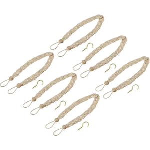 uxcell 6Pcs Curtain Tiebacks, 58cm/23 Braided Drapery Holdback Holder Decorative Rope Tie Back with 6 Metal Hooks, Taupe/Silver