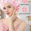Years calm Shower Caps for Women Reusable Waterproof, Double Layer Waterproof Fabric - Both Sides Usable, Reversible Pattern & Solid Color Design, Soft Elastic Keeps Hair Dry for shower Spa Travel