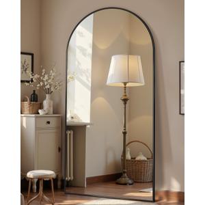 69"x28" Full Length Mirror, Arched Full Body Mirror, Standing Hanging or Leaning Floor Mirror for Bedroom and Living Room, Black