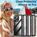 AICase for iPhone 16 Pro Case Waterproof, Clear Water Proof Built-in Screen Protector Shockproof Dustproof Snowproof Full Body Rugged Underwater Phone Case with Lanyard