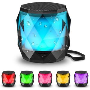 LFS Portable Bluetooth Speaker with Lights, Night Light Wireless Waterproof Speaker Magnetic, 7 Color LED Auto-Changing, Built-in microphone, TWS Stereo Pairing, Mini Speaker for Shower, Home, Outdoor