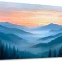 selatala Sunset Misty Forest Large Wall Art 20"X40", Blue Nature Mountain Landscape Canvas Prints, Modern Office Bedroom Bathroom Pictures Living Room Kitchen Home Wall Decor Aesthetic Artwork