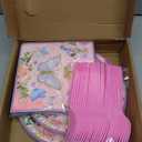 96 Pcs Butterfly Birthday Party Plates Napkins Forks Supplies Tableware Set Disposable Table Butterfly Theme Decoration for Girl Birthday Party or Baby Shower, Serves 24 Guests