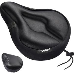 Bike Seat Cushion, Comfort Bike Seat Cover for Men Women, Exercise Bicycle Seat Cushion Padded Cover Compatible with Peloton, Mountain Stationary Bikes (Black)