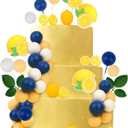 Cheereveal Blue Tile Lemon Cake Decorations - Fruit Leaves Cake Cupcake Figures Toppers Ball Dessert Picks, Lemon Theme Birthday Party Baby Shower Bachelorette Celebration Photo Props