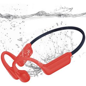Swimming Headphones-Bone Conduction Headphones, IP68 Waterproof Open Earphones, Bluetooth 5.4 Underwater Sport Earbuds with 32 GB MP3 Memory for Swimming, Running, Cycling, Gym-Orange