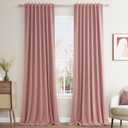 Guken 100% Linen Blackout Curtains 120 Inch Length 2 Panels Set for Living Room Bedroom Back Tab Thermal Insulated Black Out Linen Drapes Room Darkening Window Curtains 120 Inches Long, Ash Rose