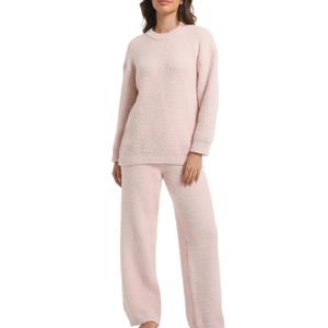 Piece Fleece Pajamas for Women Set Loungewear Outfits Knit Sweater Womens Long Sleeve Fuzzy Pajama Sets