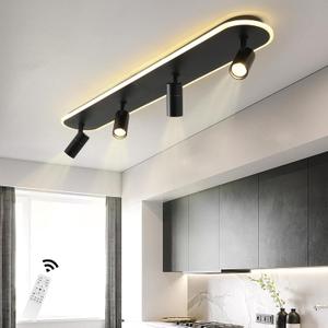Jaycomey LED Track Lighting Fixtures Ceiling, 58W Adjustable Ceiling Spotlights with Remote, Dimmable 3000K-6500K Modern Kitchen Ceiling Light for Living Room Bedroom Dining Room Hallway Black, 43.3 inches x 6.29 inches x 5.11 inches