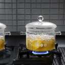 1400 ml Glass Saucepan With Cover, Stovetop Cooking Pot, Clear Soup Pot, 7.5 x 7.5 x 6.1 in High Borosilicate Glass Cookware