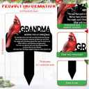 Christmas Grave Decorations for Cemetery Cardinal Memorial Gift Markers Metal Cardinal Garden Decor Grave Site Decor Cemetery Decorations Memorial Plaques Outdoors(Grandma)