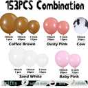 Dusty Pink Cow Balloon Arch Garland Kit Dusty Pink, Light Pink, Brown, Sand White and Cow Print Balloons for Baby Shower, Birthday, Farm, Western, and Cowboy Theme Party Decoration