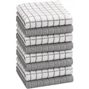 Bumble Dish Cloths (8 Pack) | 12" x 12" | 100% Cotton Kitchen Towels | 405 GSM | Soft, Highly Absorbent & Durable Dish Towels for Kitchen | Gray (Grey)
