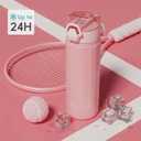 Konokyo FLOWPLAY 25oz Locking Push-Button Water Bottle with Silicone Spout,Leak-Proof,18/8 Stainless Steel Double-Wall Vacuum Insulated for Sports and Travel,BPA-Free,Pink