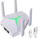 AC1200 WiFi Range Extender, USB Dual Band 5GHz/2.4GHz WiFi Repeater with 3 Modes & 2 Ethernet Ports Cover up to 12000 Sq.ft, EX004 Internet Signal Booster for Whole Home, Plug and Play (White)