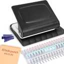 10 Hole Punch Binding Machine for Planners with 10 Multi-Color Binder Rings,30 Holes on A4,20 Holes on A5,26 Holes on B5,10 Sheet Capacity (Black)