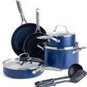 Blue Diamond 10 Piece Ceramic Nonstick Cookware Pots & Pans Set, Blue