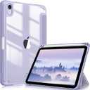 Fintie Hybrid Slim Case for iPad Mini 7 (A17 Pro, 7th Generation) 2024 / iPad Mini 6 (6th Gen) 8.3 Inch, [Built-in Pencil Holder] Shockproof Cover Clear Transparent Back Shell, Lilac Purple