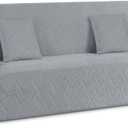 Ruaozz Stretch Sofa Cover 1 Piece Oversized Couch Cover Non Slip Extra Large Sofa Slipcover Soft Jacquard Furniture Protector with 2 pcs Throw Pillow Covers (4 Seater, Light Grey)