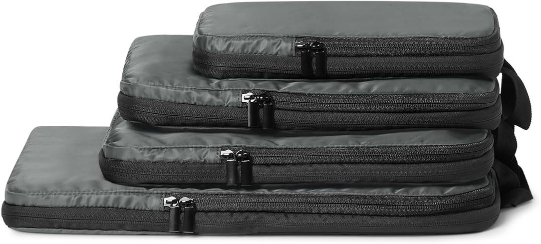 Amazon Essentials 4-Pack Ultralight Compression Packing Cubes Organizer, Grey