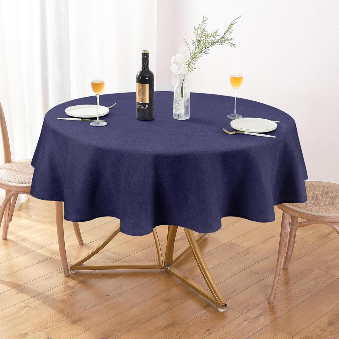 AUSSPVOCT Textured Tablecloth Round 54 Inch Waterproof Spill-Proof Wipeable Navy Blue Table Cloth Wrinkle Free Fabric Dining Table Cover for Birthday Party Farmhouse Outdoor Kitchen Tabletop Cover AUSSPVOCT Textured Tablecloth Round 54 Inch Waterproof Spill-Proof Wipeable Navy Blue Table Cloth Wrinkle Free Fabric Dining Table Cover for Birthday Party Farmhouse Outdoor Kitchen Tabletop Cover