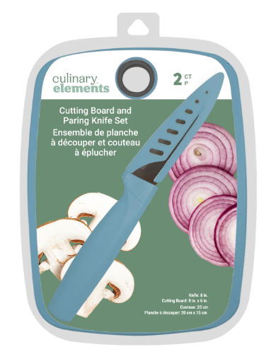 Kuhn Rikon Colori Non-Stick Straight Paring Knife with Safety Sheath, 4 inch/10.16 cm Blade, Light Blue