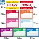 WSICSE 160 Pcs 6 x 4 inch Moving Labels for Boxes, Large 7 Color Coded Moving Stickers, Red & Yellow Warning Signs Labels Stickers for Home Organization Moving Supplies Storage Bins