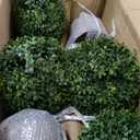 momoplant Artificial Topiary Double Ball Trees 24 Inch Fake Greenery Plants Ball Topiary Tree for Porch,Home,Garden Decor (Set of 2)