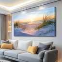 Canvas Wall Art For Living Room Super Large Size Wall Decor For Office Canvas Art Framed Pictures Artwork Blue Sun Beach Grass Ocean Landscape Paintings Bedroom Decor Seascape Draw Home Decorations