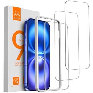 Mkeke 3 Pack Screen Protector for iPhone 16/ iPhone 15 6.1", [9H+ Tempered Glass] [Easy Installation Frame][Military-Grade Drop Protection] HD Clear, Anti-Scratch, Bubble Free Pack of 2