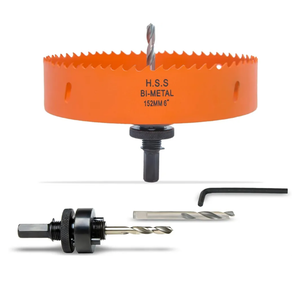 6 Inch Hole Saw with Arbor for Metal Wood and Plastic Cutting, 152mm Bi-Metal Hole Cutter for Different Project with Smooth and Flat Drilling Edge, Fast Chip Removal, Handy Hole Saw Kit Set