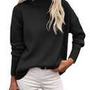 Zeagoo Women's Turtleneck Sweater 2025 Fall Winter Chunky Knitted Pullover High Low Hem Trendy Basic Jumper Top Black, M