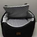 JOEJOY Elevated Dog Car Seat for Small/Medium Dogs up to 35 lbs, Memory Foam Booster Seat with Detachable Washable Cover, TravelSafe Car Bed with Safety Belts & Storage Pockets, Grey, Size: Medium