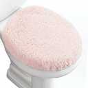 Luxury Soft Microfiber Toilet Lid Cover Machine Washable Solid Toilet Seat Cover 17.5" x 15" Adjustable Rubber Backing Fits Most 16-17.5" L x 14-16" W Round Oblong and Elongated Toilet Seat