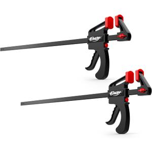 Bar Clamps for Woodworking, One-Handed Clamp/Spreader, 24-Inch Wood Clamps Set, Light-Duty Quick-Change F Clamp with 130 lbs Load Limit, 2-Pack
