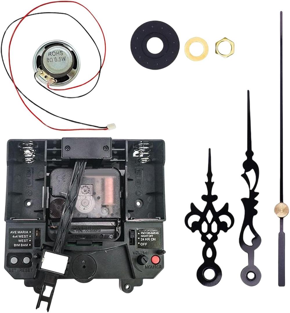 Milageto Quartz Clock Movement Mechanism, with Hands Silent Music Box Mechanism Kits Repair Tool Parts Making Long Shaft for Clock Repair Replacement, Style D