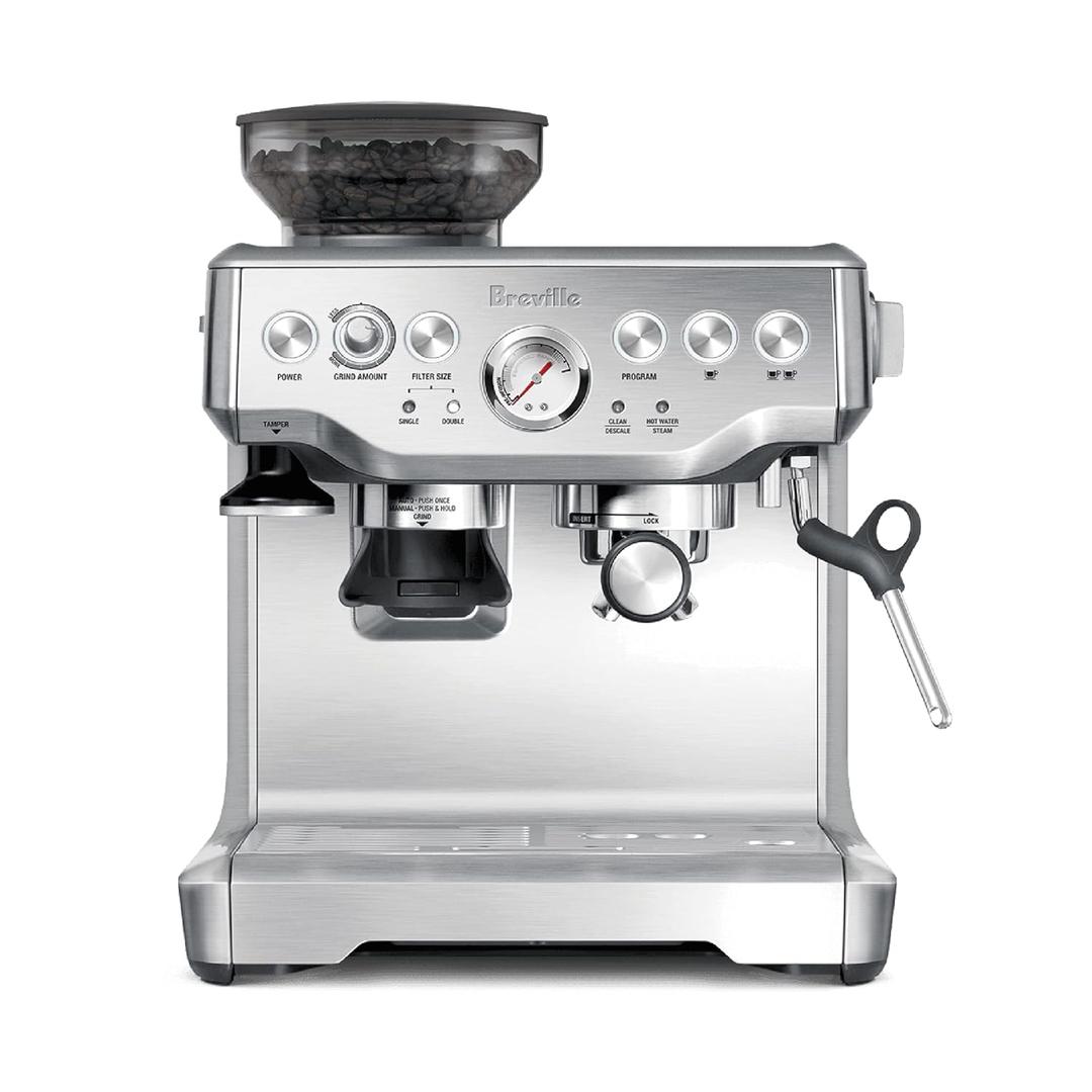 Breville BES870XL Barista Express Espresso Machine, Brushed Stainless Steel, Craft café-quality espresso shots, lattes and cappuccinos at home with this manual coffee maker with built-in grinder