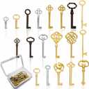 Universal Skeleton Keys Replacement, 19Pcs Hollow Barrel Skeleton Key Set for Vintage Old Furniture, Antique Furniture, Cabinet Doors, Grandfather Clocks, Old Style Cabinets or Doors