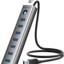 ORICO 7-Port USB 3.0 Hub, Aluminum USB Multiple Adapter, 5Gbps USB Extender USB Splitter with 1.64Ft Cable, UBS-A Hub Long Cable for Desktop, PC, Flash Drive, Mobile HDD, Windows/XPS
