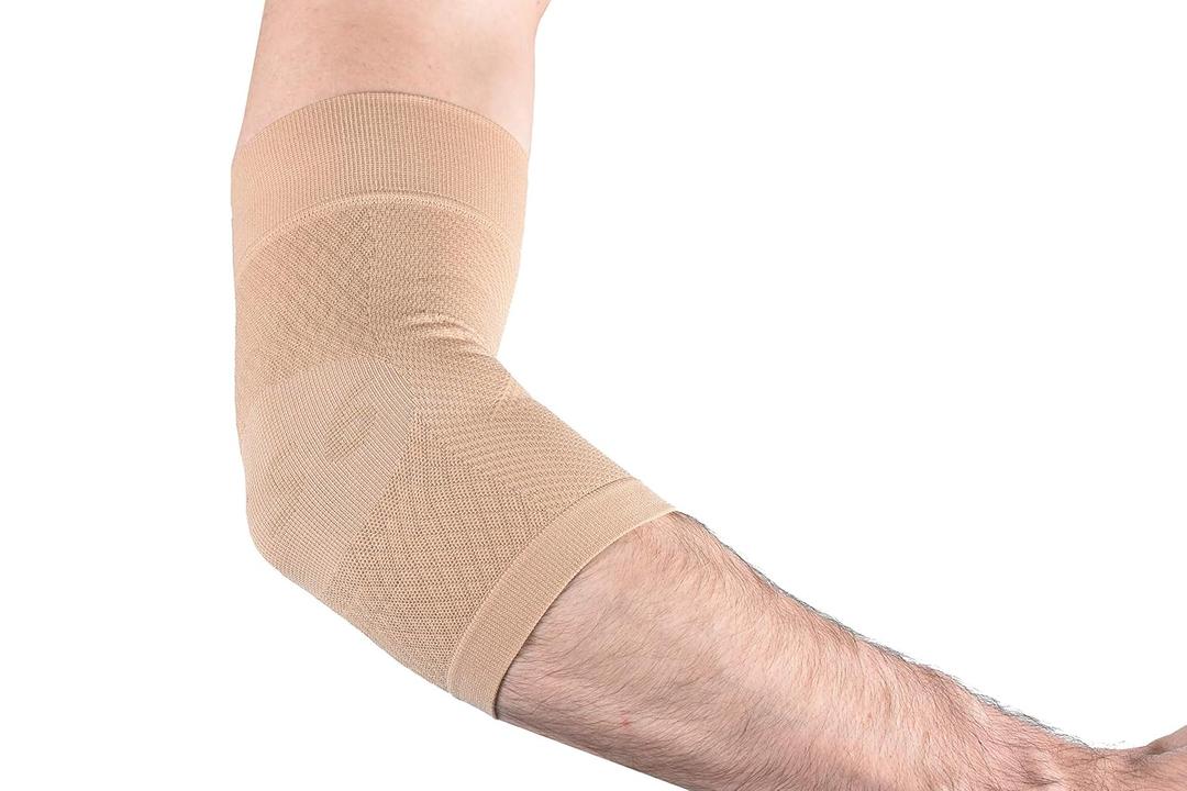 OrthoSleeve Tennis | Golfer's Elbow Brace for tendonitis, medial and lateral epicondylitis and general forearm and elbow pain (X-Large, Tan)