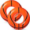 ShinyRelief 2 Pcs Footabll Baseball Soccer Basketball Sport Inflatable Pool Ring Floats Ring Adult Size Inflatable Floats Swimming Pool Tubes Beach Sports Party Lake Use Summer