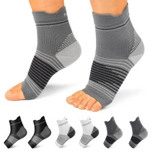 PAPLUS 6 Pairs Plantar Fasciitis Socks for Men & Women, Ankle Brace Compression Socks with Arch Support for Achilles Tendonitis, Heel Pain, Swelling & Arthritis Relief, Black, Gray, White, X-Large