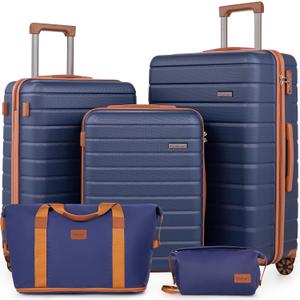 Cosbarn Luggage Sets 5 Piece Suitcases with Wheels, Suitcase Sets ABS Hard Case Luggage with TSA Lock Durable Carry-on Luggage with Spinner Wheels Travel Suitcase for Men Women