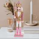 Pink Nutcracker Christmas Decor:12Inch Nutcracker Ornament King Soldier Figures Traditional Wooden Christmas Decorations for Shelves and Tables Tabletop Indoor Collectible Ornament