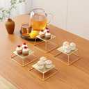 Dessert Table Risers Display Stands Food display Gold Metal Square Retail Pizza,Cupcake,Candy Stands Food Platter Tray,6x6 INCH,Set of 4