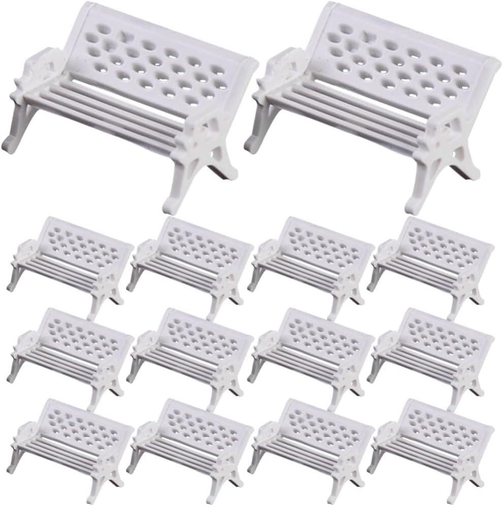 NUOBESTY 15Pcs Mini House Bench Model Miniature Bench Doll Furniture Model Dollhouse Garden Decor Living Room Decorations