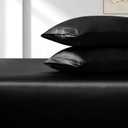VACVELT 3pcs Extra Deep Pocket Satin Fitted Sheet Set King Bed Set, Black Bottom Sheet Fit 18-24 Inch Deep Pocket Mattress, Silky Bedding Set Soft & Ultra Deep Fitted Sheet & 2 Pillowcase
